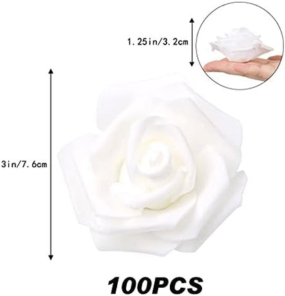 100Pcs Artificial Foam Roses Flowers Heads, 3in Stemless Lilac Foam Fake Flowers Bulk for Crafts, Wall Decorations, DIY Wedding Receptions, Bridal Shower, Faux Bouquets, Party Home Decor(Lilac)