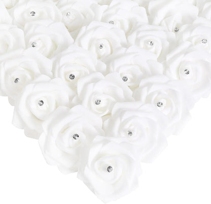 100Pcs Artificial Foam Roses Flowers Heads, 3in Stemless Lilac Foam Fake Flowers Bulk for Crafts, Wall Decorations, DIY Wedding Receptions, Bridal Shower, Faux Bouquets, Party Home Decor(Lilac)