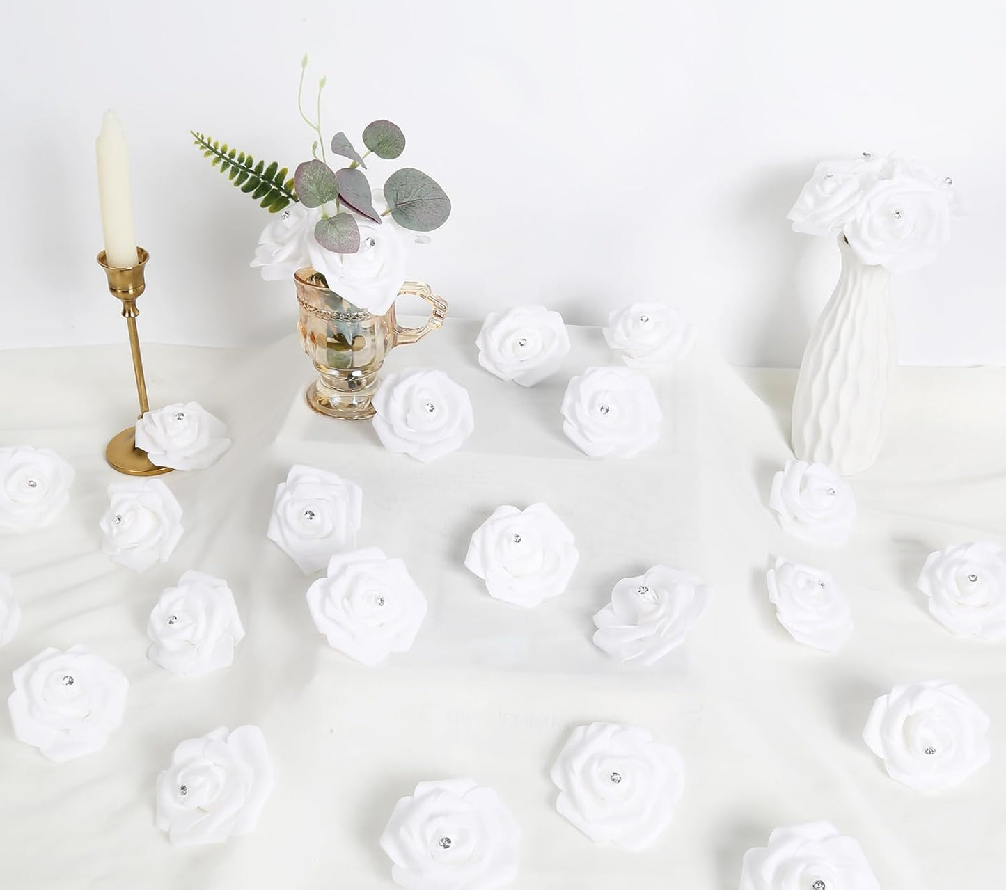 100Pcs Artificial Foam Roses Flowers Heads, 3in Stemless Lilac Foam Fake Flowers Bulk for Crafts, Wall Decorations, DIY Wedding Receptions, Bridal Shower, Faux Bouquets, Party Home Decor(Lilac)