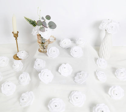 100Pcs Artificial Foam Roses Flowers Heads, 3in Stemless Lilac Foam Fake Flowers Bulk for Crafts, Wall Decorations, DIY Wedding Receptions, Bridal Shower, Faux Bouquets, Party Home Decor(Lilac)