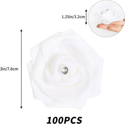 100Pcs Artificial Foam Roses Flowers Heads, 3in Stemless Lilac Foam Fake Flowers Bulk for Crafts, Wall Decorations, DIY Wedding Receptions, Bridal Shower, Faux Bouquets, Party Home Decor(Lilac)