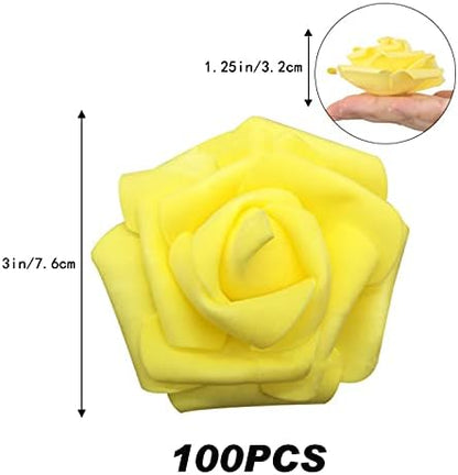 100Pcs Artificial Foam Roses Flowers Heads, 3in Stemless Lilac Foam Fake Flowers Bulk for Crafts, Wall Decorations, DIY Wedding Receptions, Bridal Shower, Faux Bouquets, Party Home Decor(Lilac)