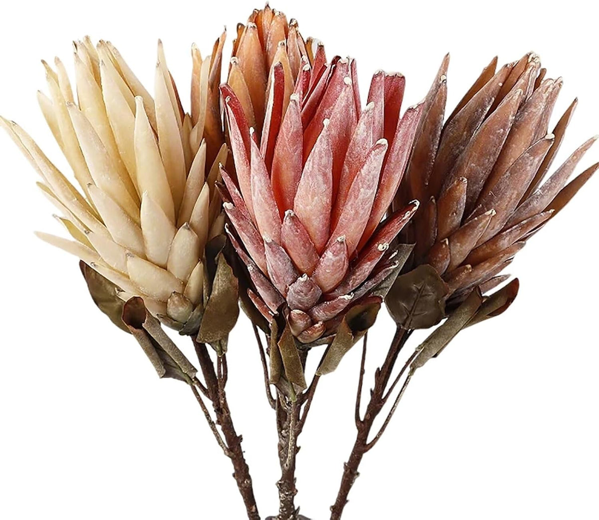 4 Pcs Artificial Protea Cynaroides Flowers, Silk King Protea Flowers Faux Proteas Cynaroides Flower with Stem Vase Filler for Wedding Party Garden Centerpieces Decoration