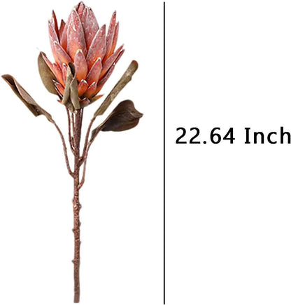 4 Pcs Artificial Protea Cynaroides Flowers, Silk King Protea Flowers Faux Proteas Cynaroides Flower with Stem Vase Filler for Wedding Party Garden Centerpieces Decoration