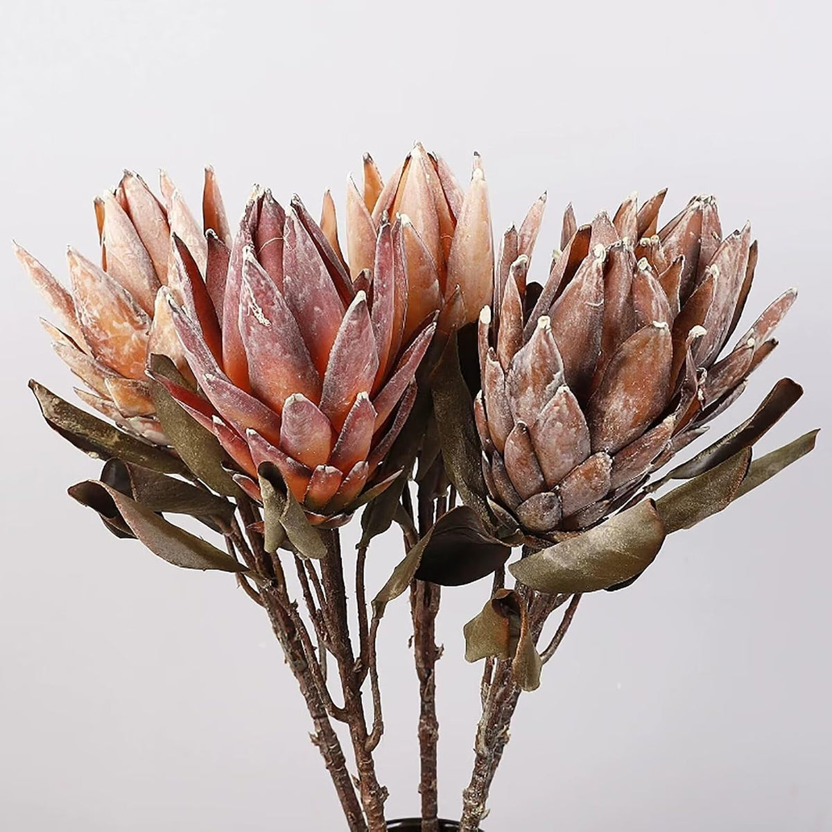 4 Pcs Artificial Protea Cynaroides Flowers, Silk King Protea Flowers Faux Proteas Cynaroides Flower with Stem Vase Filler for Wedding Party Garden Centerpieces Decoration