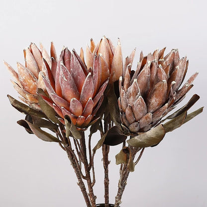 4 Pcs Artificial Protea Cynaroides Flowers, Silk King Protea Flowers Faux Proteas Cynaroides Flower with Stem Vase Filler for Wedding Party Garden Centerpieces Decoration