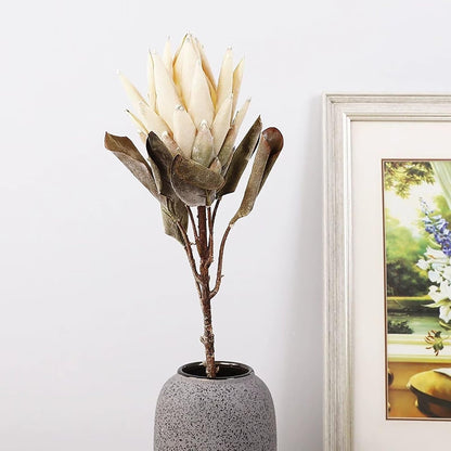 4 Pcs Artificial Protea Cynaroides Flowers, Silk King Protea Flowers Faux Proteas Cynaroides Flower with Stem Vase Filler for Wedding Party Garden Centerpieces Decoration