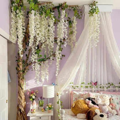 3D Wisteria Tree Classroom Tree Wall Decor for Room Ceiling Artificial Wisteria Hanging Garland Vine Cardboard Paper for Fairy Forest Back to School Bulletin Board Decoration DIY(Pink)