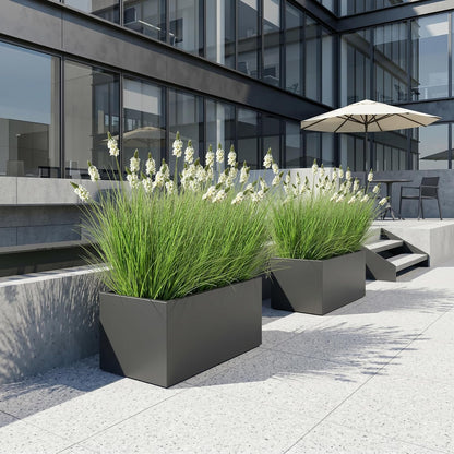 Artificial Plants Indoor Tall Grass Plants with Lilac Flower 35.4In Tall Artificial Ornamental Grass Green Onions Outdoor Fake Plants with Black Pot Home Office Decorative (1 Pack,Purple)