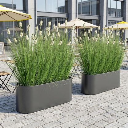 Artificial Plants Indoor Tall Grass Plants with Lilac Flower 35.4In Tall Artificial Ornamental Grass Green Onions Outdoor Fake Plants with Black Pot Home Office Decorative (1 Pack,Purple)