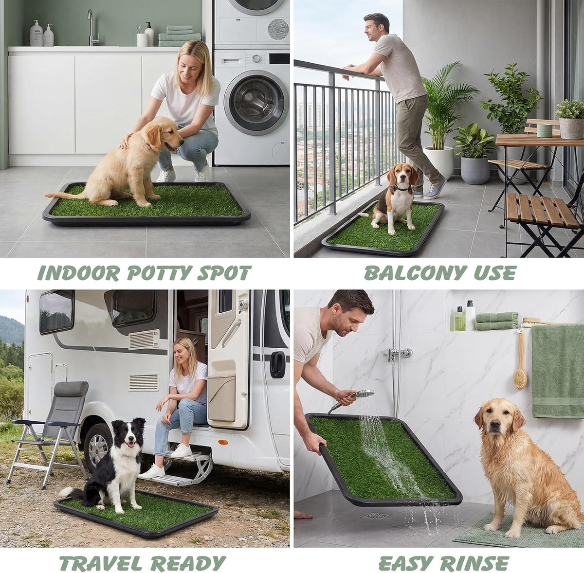 Dog Grass Pad with Tray, 30 x 20 in, 2 Replacement Pads Included
