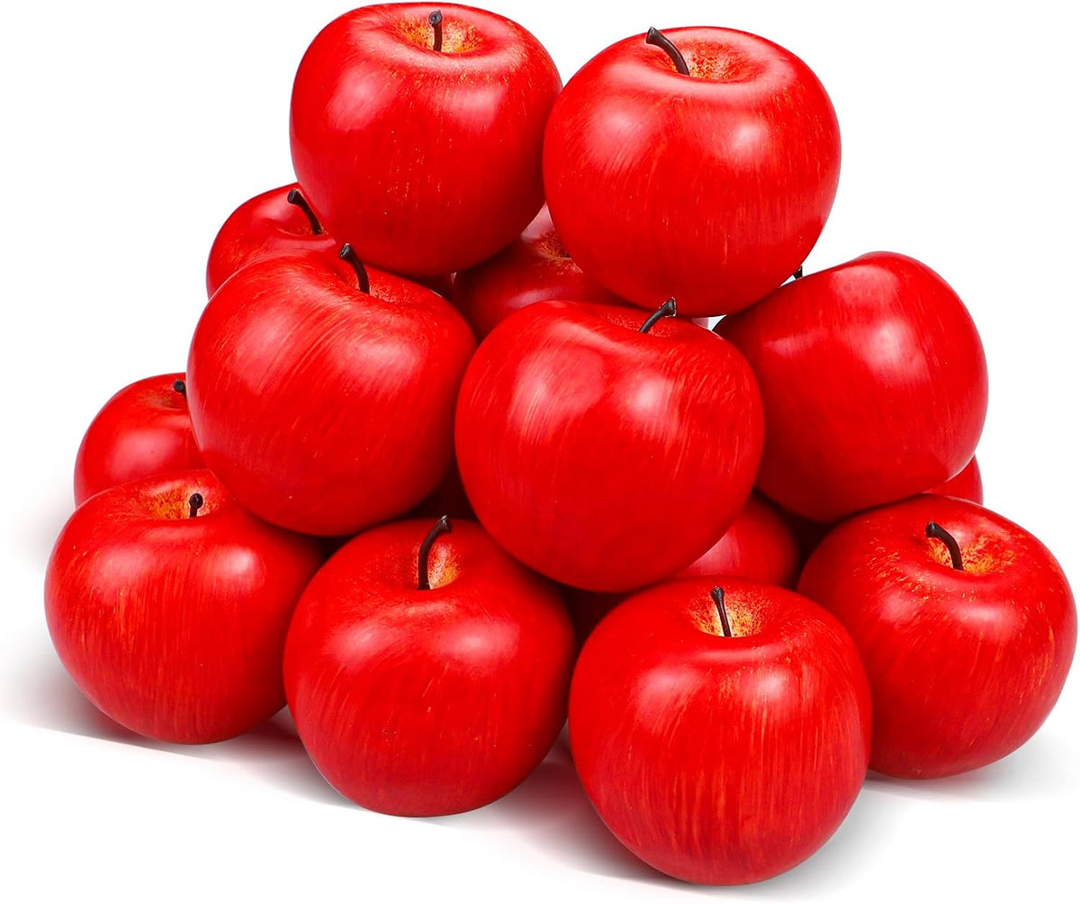20 Pcs Fake Apples, Artificial Fruits Faux Red Apples for Home Decoration Christmas Party Lifelike Apple for Crafts, Fake Fruits for Kitchen Display Photography Prop, Red