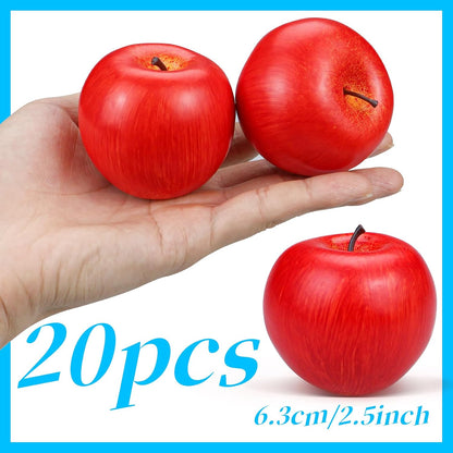 20 Pcs Fake Apples, Artificial Fruits Faux Red Apples for Home Decoration Christmas Party Lifelike Apple for Crafts, Fake Fruits for Kitchen Display Photography Prop, Red