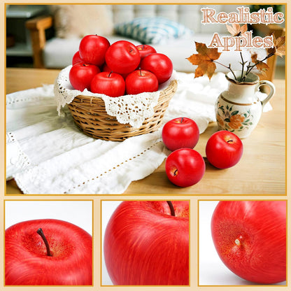20 Pcs Fake Apples, Artificial Fruits Faux Red Apples for Home Decoration Christmas Party Lifelike Apple for Crafts, Fake Fruits for Kitchen Display Photography Prop, Red