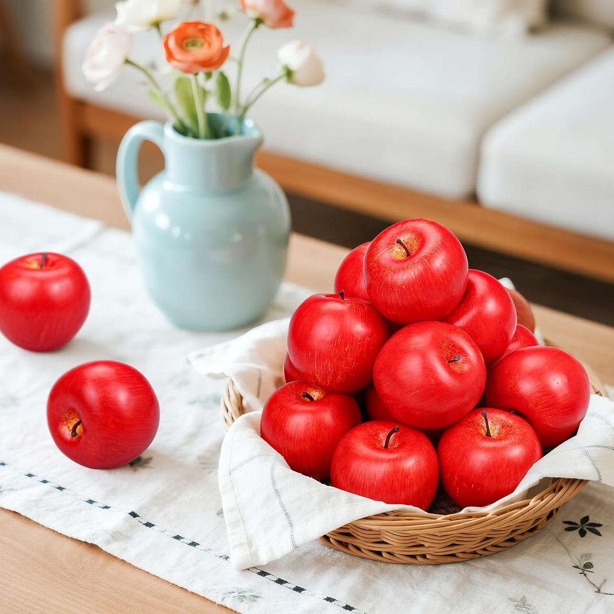 20 Pcs Fake Apples, Artificial Fruits Faux Red Apples for Home Decoration Christmas Party Lifelike Apple for Crafts, Fake Fruits for Kitchen Display Photography Prop, Red