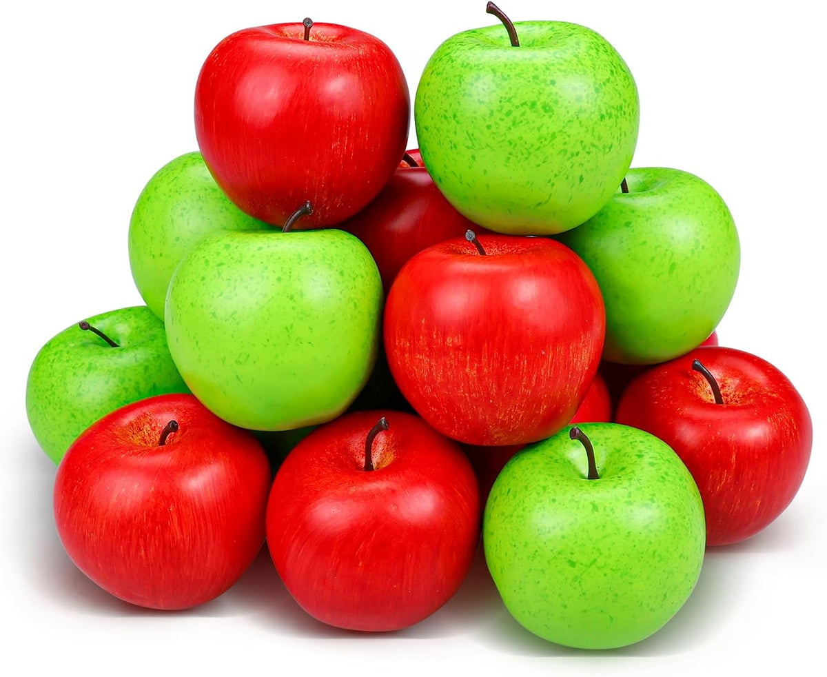 20 Pcs Fake Apples, Artificial Fruits Faux Red Apples for Home Decoration Christmas Party Lifelike Apple for Crafts, Fake Fruits for Kitchen Display Photography Prop, Red