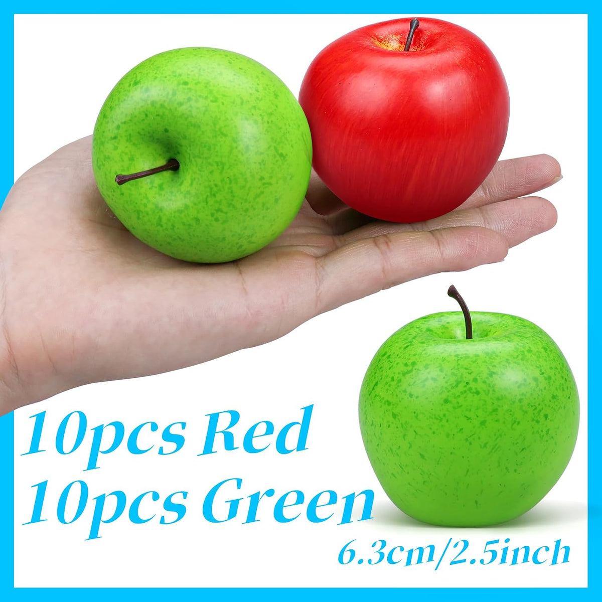 20 Pcs Fake Apples, Artificial Fruits Faux Red Apples for Home Decoration Christmas Party Lifelike Apple for Crafts, Fake Fruits for Kitchen Display Photography Prop, Red