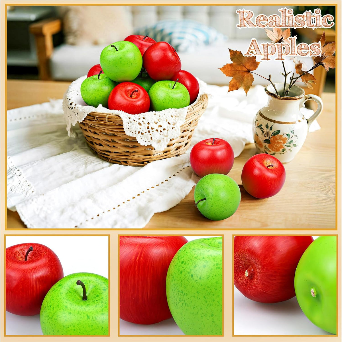 20 Pcs Fake Apples, Artificial Fruits Faux Red Apples for Home Decoration Christmas Party Lifelike Apple for Crafts, Fake Fruits for Kitchen Display Photography Prop, Red