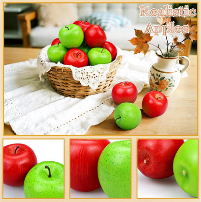 20 Pcs Fake Apples, Artificial Fruits Faux Red Apples for Home Decoration Christmas Party Lifelike Apple for Crafts, Fake Fruits for Kitchen Display Photography Prop, Red