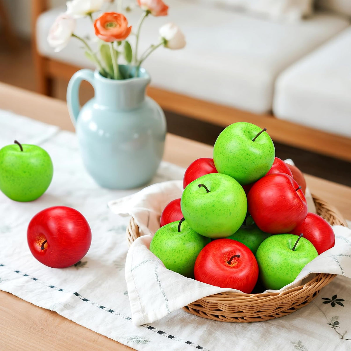 20 Pcs Fake Apples, Artificial Fruits Faux Red Apples for Home Decoration Christmas Party Lifelike Apple for Crafts, Fake Fruits for Kitchen Display Photography Prop, Red