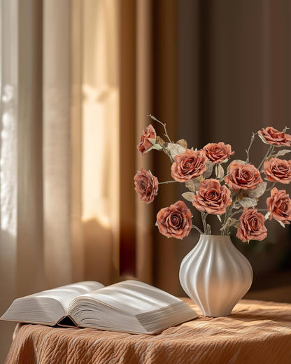 4pcs Artificial Roses Flowers Fake Silk Rose with Long Stem for Flower Arrangement Wedding Centerpiece Party Table Decoration(White)