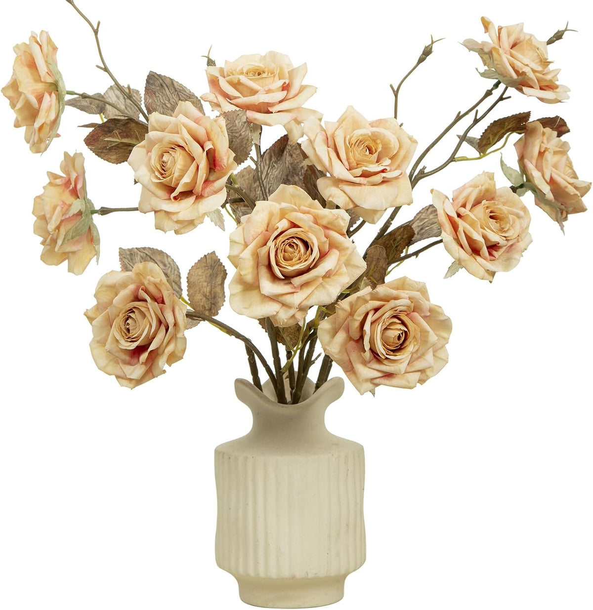 4pcs Artificial Roses Flowers Fake Silk Rose with Long Stem for Flower Arrangement Wedding Centerpiece Party Table Decoration(White)