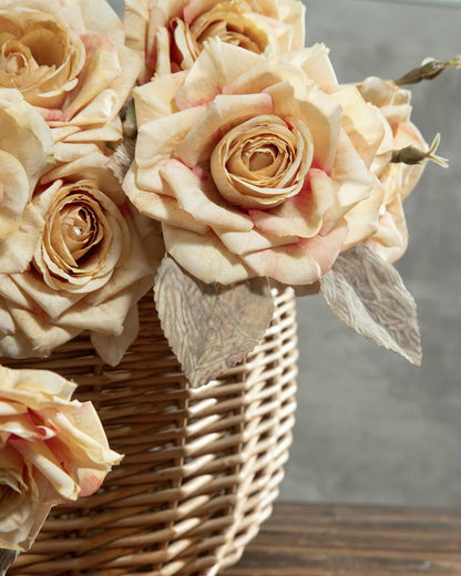 4pcs Artificial Roses Flowers Fake Silk Rose with Long Stem for Flower Arrangement Wedding Centerpiece Party Table Decoration(White)