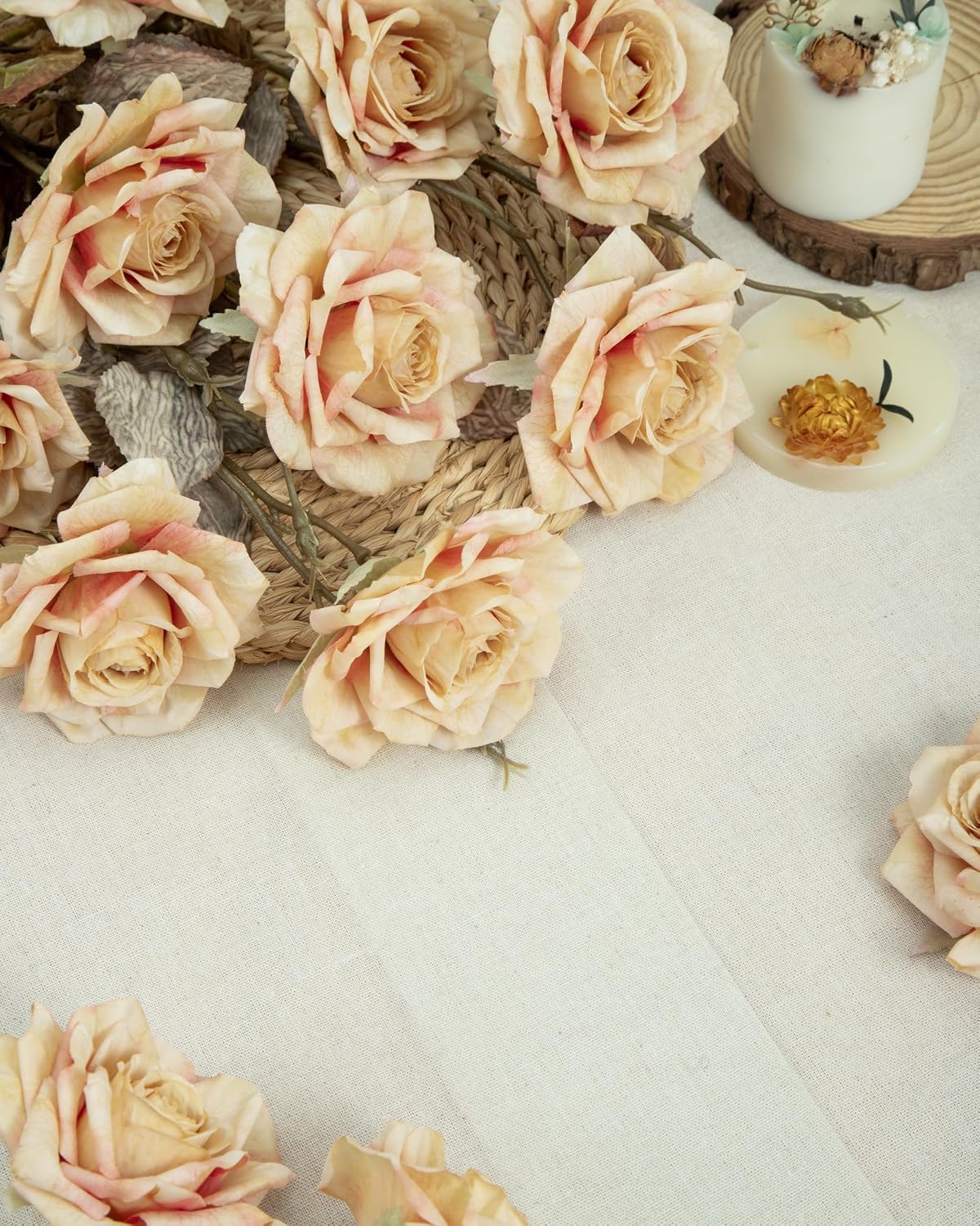 4pcs Artificial Roses Flowers Fake Silk Rose with Long Stem for Flower Arrangement Wedding Centerpiece Party Table Decoration(White)