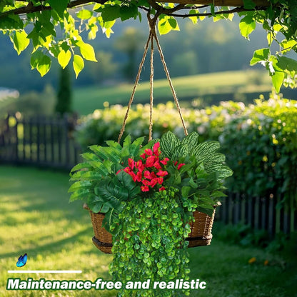 Tall Artificial Greenery Plants Outdoor Faux Hanging Ferns,10Bundles Faux Shrubs Fake Monstera Palm Boston Fern Plants for Outdoor Planters, Realistic UV Resistant Tropical Leaves for Garden