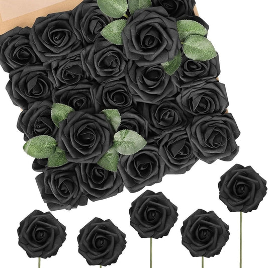 Artificial Flowers Roses with Stems for DIY Wedding Christmas Tree Bouquet Baby Shower Centerpiece Floral Arrangement Party Home Decor Mothers Day Decorations (Gradient Color Peach, 25 Pieces)