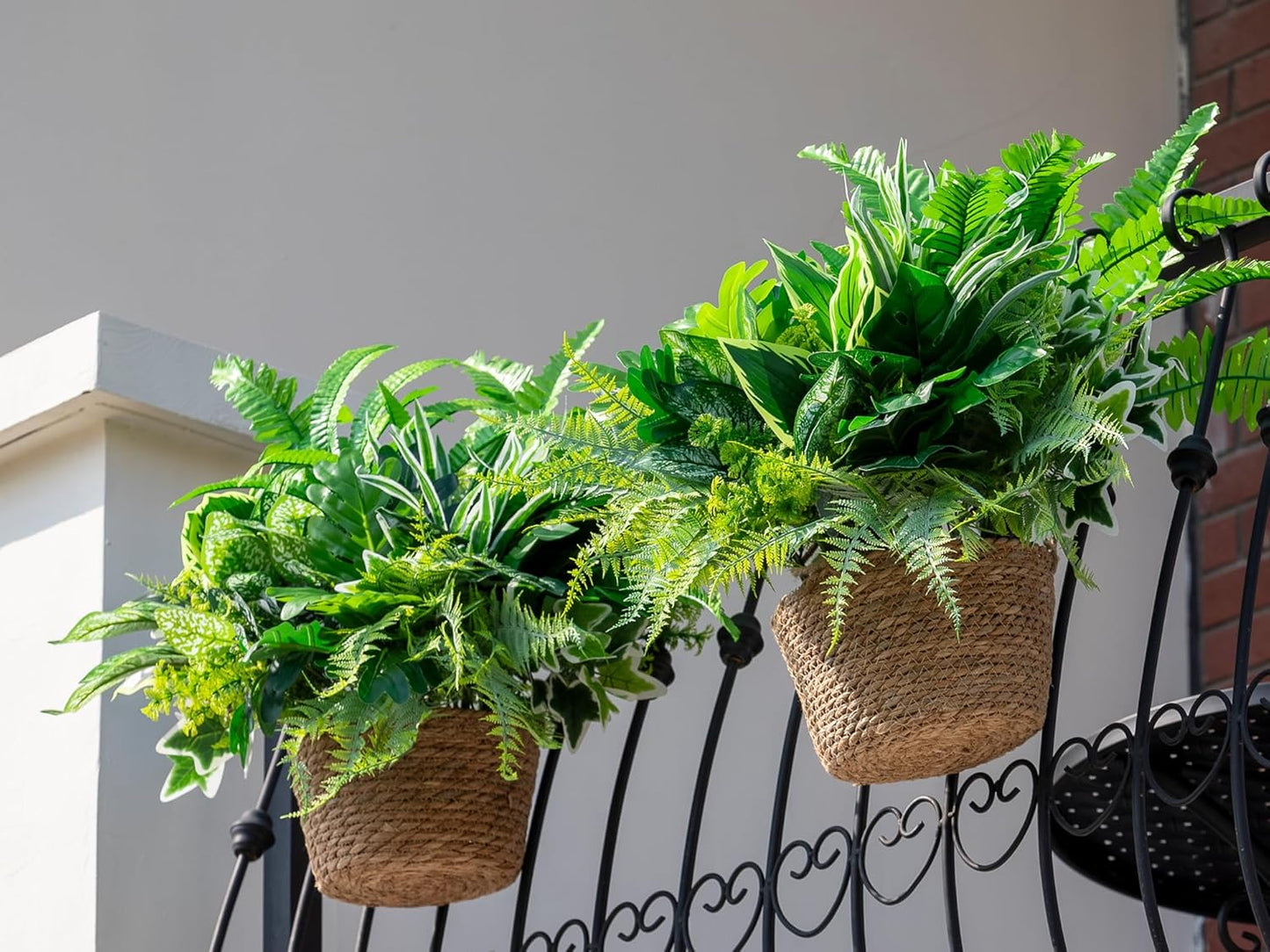 18PCS Artificial Plants Outdoor, Faux Flower Greenery Stems for Outside | UV Resistant Faux Outdoor plants, Fake Shrubs Plants for Patio Garden, Front Porch, Window Box, Spring Summer Home Decor