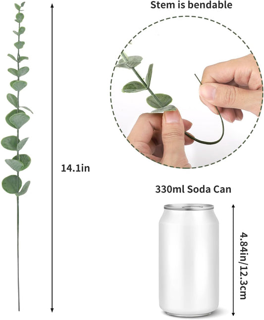 80pcs Artificial Eucalyptus Stems Fake Eucalyptus Leaves Stems Real Touch Leaf Branches for Flower Bouquet Wedding Easter Centerpiece Spring Home Office Decor