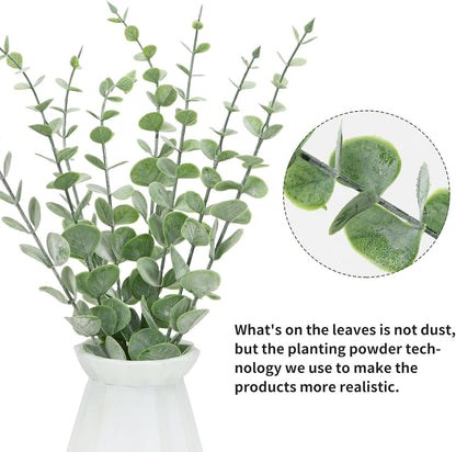 80pcs Artificial Eucalyptus Stems Fake Eucalyptus Leaves Stems Real Touch Leaf Branches for Flower Bouquet Wedding Easter Centerpiece Spring Home Office Decor