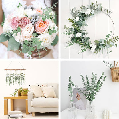 80pcs Artificial Eucalyptus Stems Fake Eucalyptus Leaves Stems Real Touch Leaf Branches for Flower Bouquet Wedding Easter Centerpiece Spring Home Office Decor