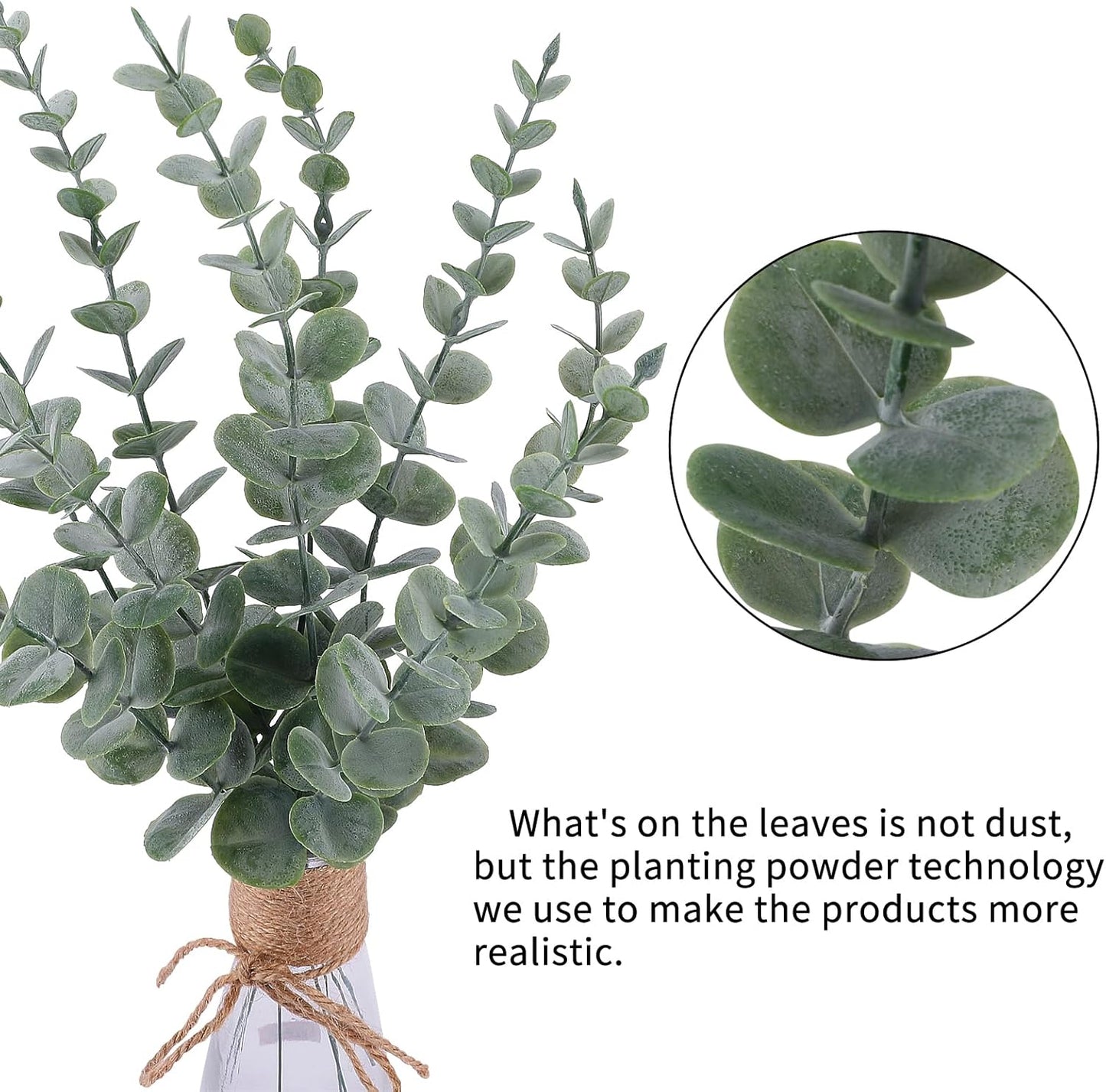 80pcs Artificial Eucalyptus Stems Fake Eucalyptus Leaves Stems Real Touch Leaf Branches for Flower Bouquet Wedding Easter Centerpiece Spring Home Office Decor