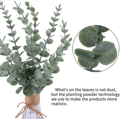 80pcs Artificial Eucalyptus Stems Fake Eucalyptus Leaves Stems Real Touch Leaf Branches for Flower Bouquet Wedding Easter Centerpiece Spring Home Office Decor