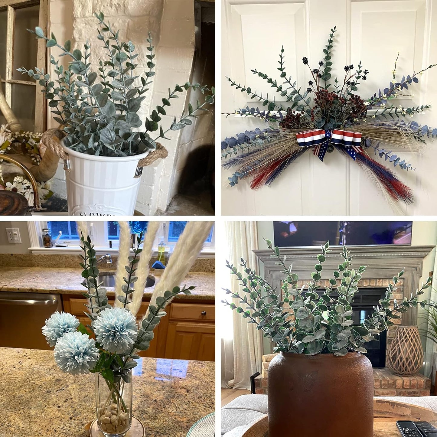 80pcs Artificial Eucalyptus Stems Fake Eucalyptus Leaves Stems Real Touch Leaf Branches for Flower Bouquet Wedding Easter Centerpiece Spring Home Office Decor