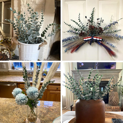 80pcs Artificial Eucalyptus Stems Fake Eucalyptus Leaves Stems Real Touch Leaf Branches for Flower Bouquet Wedding Easter Centerpiece Spring Home Office Decor