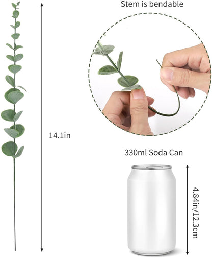 80pcs Artificial Eucalyptus Stems Fake Eucalyptus Leaves Stems Real Touch Leaf Branches for Flower Bouquet Wedding Easter Centerpiece Spring Home Office Decor