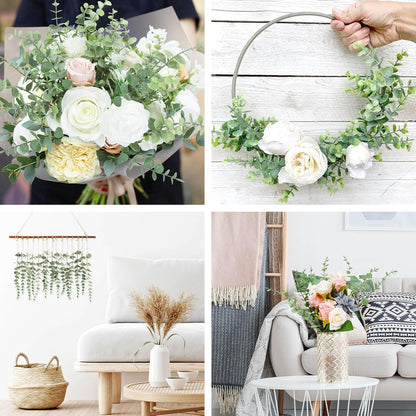 80pcs Artificial Eucalyptus Stems Fake Eucalyptus Leaves Stems Real Touch Leaf Branches for Flower Bouquet Wedding Easter Centerpiece Spring Home Office Decor