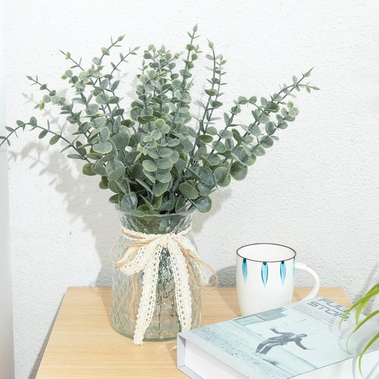 80pcs Artificial Eucalyptus Stems Fake Eucalyptus Leaves Stems Real Touch Leaf Branches for Flower Bouquet Wedding Easter Centerpiece Spring Home Office Decor