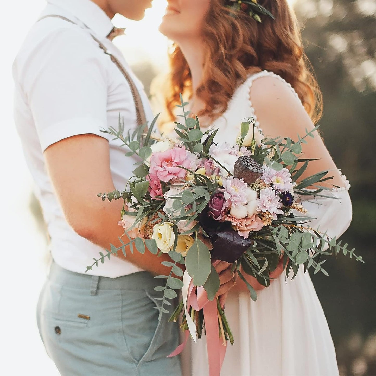 80pcs Artificial Eucalyptus Stems Fake Eucalyptus Leaves Stems Real Touch Leaf Branches for Flower Bouquet Wedding Easter Centerpiece Spring Home Office Decor