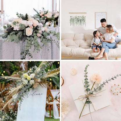 80pcs Artificial Eucalyptus Stems Fake Eucalyptus Leaves Stems Real Touch Leaf Branches for Flower Bouquet Wedding Easter Centerpiece Spring Home Office Decor