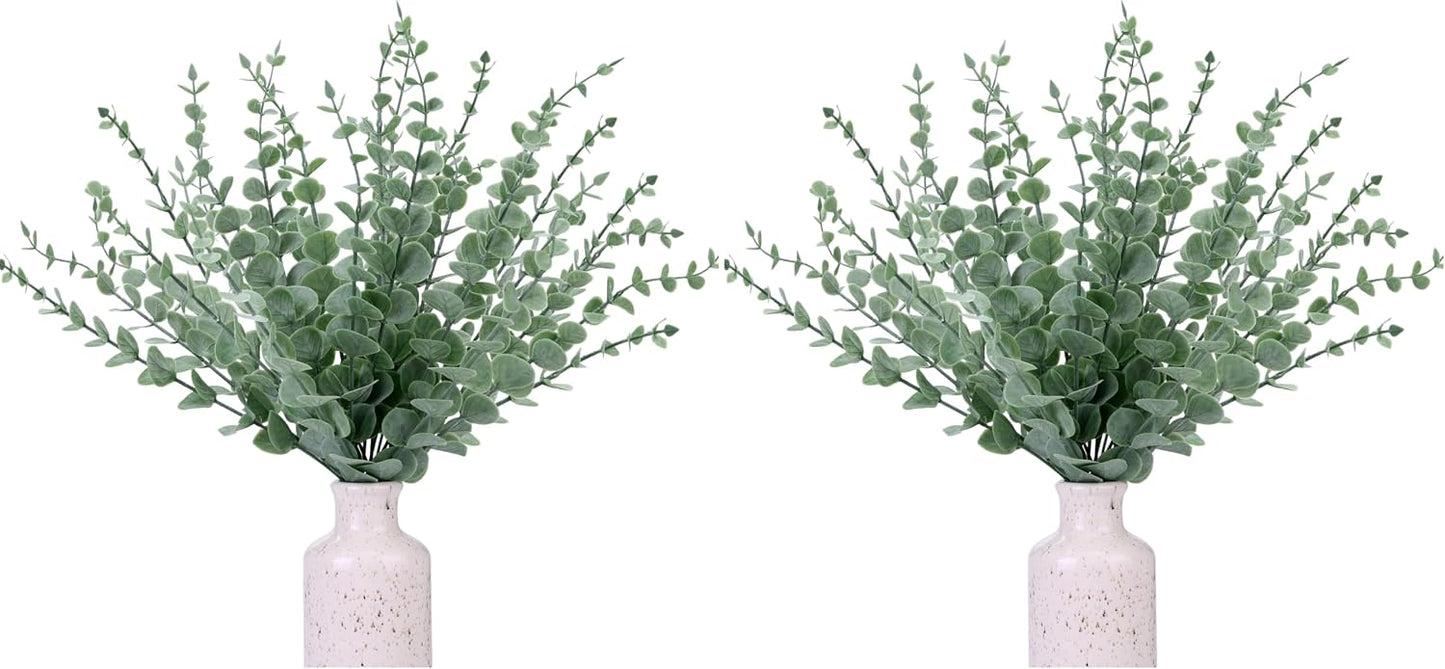 80pcs Artificial Eucalyptus Stems Fake Eucalyptus Leaves Stems Real Touch Leaf Branches for Flower Bouquet Wedding Easter Centerpiece Spring Home Office Decor
