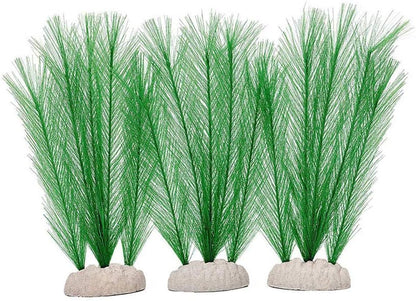 Aquarium Plastic Silk Plant Decorations Fish Tank Artificial Green Water Plants Made of Silk Fabrics, Safe for All Fish & Pets Large 3Pcs