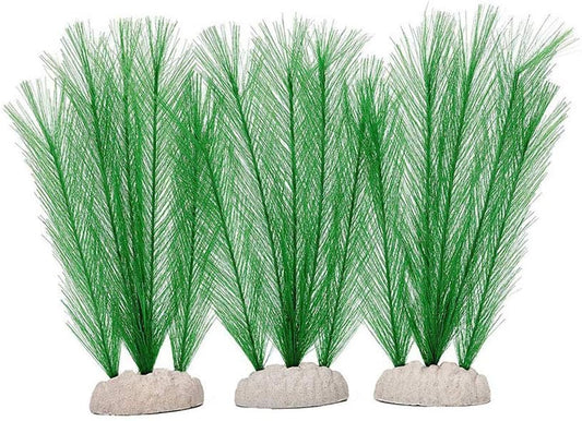 Aquarium Plastic Silk Plant Decorations Fish Tank Artificial Green Water Plants Made of Silk Fabrics, Safe for All Fish & Pets Large 3Pcs