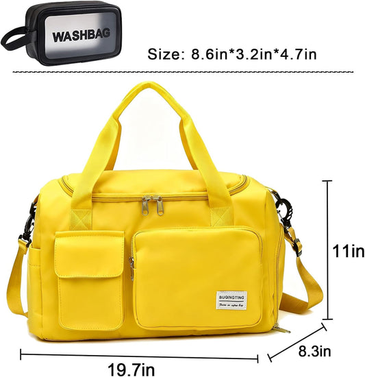 Small Gym Bag for Women, Travel Duffle Bag Carry On Weekender Bag with Shoe Compartment - Colors A