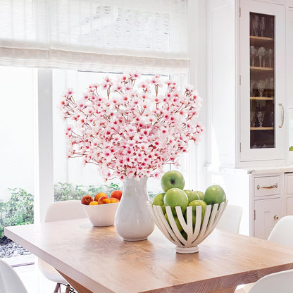 16 Pcs Artificial Silk Cherry Blossom Branches 15.7in for Vase ,Pink Peach