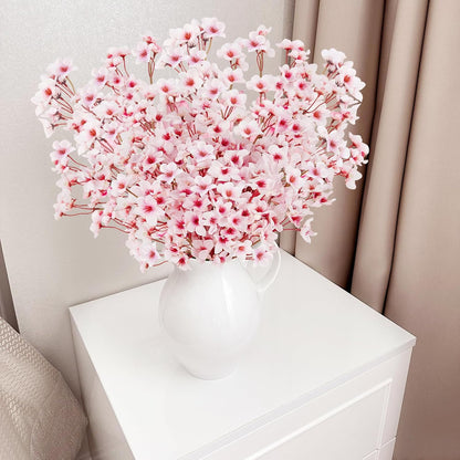 16 Pcs Artificial Silk Cherry Blossom Branches 15.7in for Vase ,Pink Peach