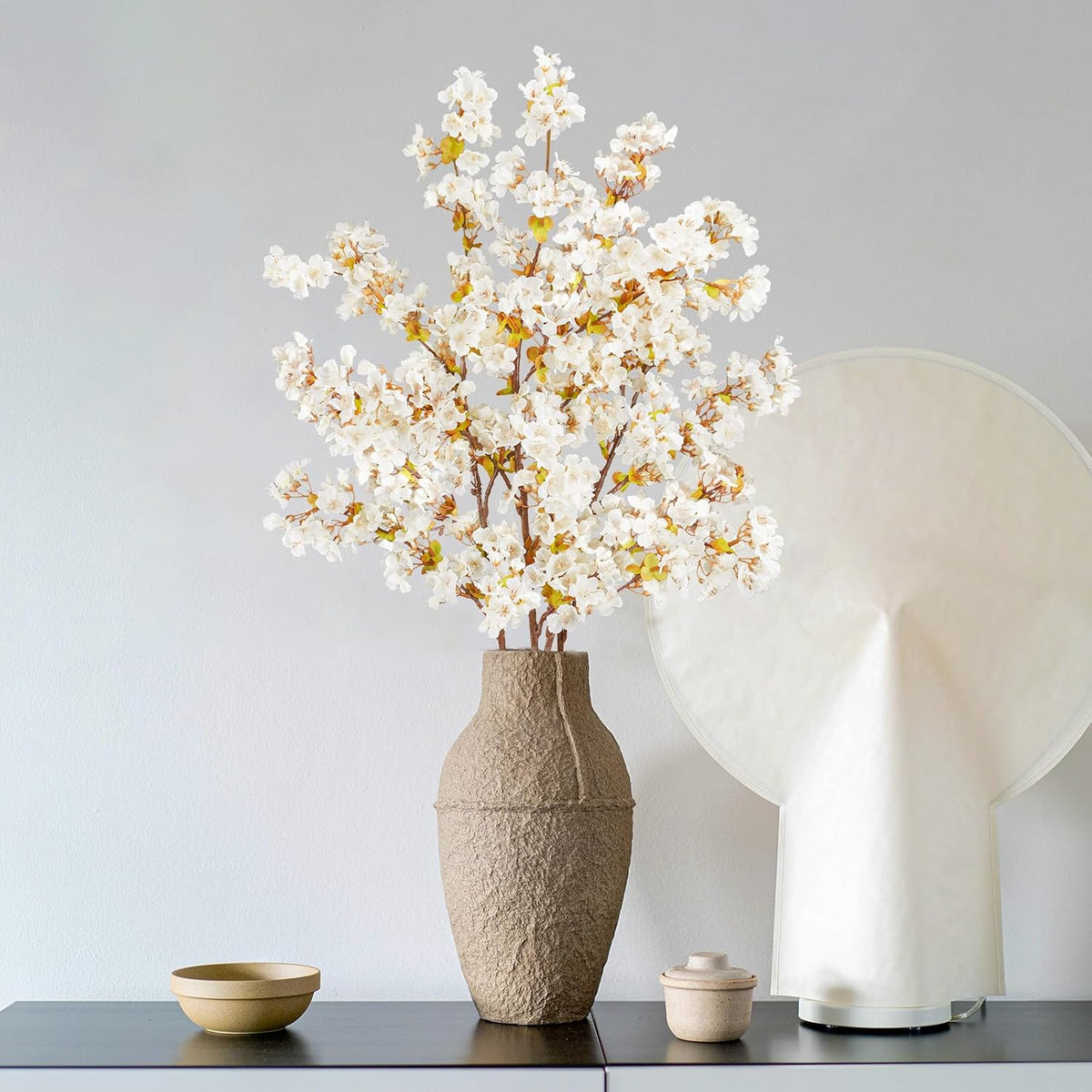 16 Pcs Artificial Silk Cherry Blossom Branches 15.7in for Vase ,Pink Peach